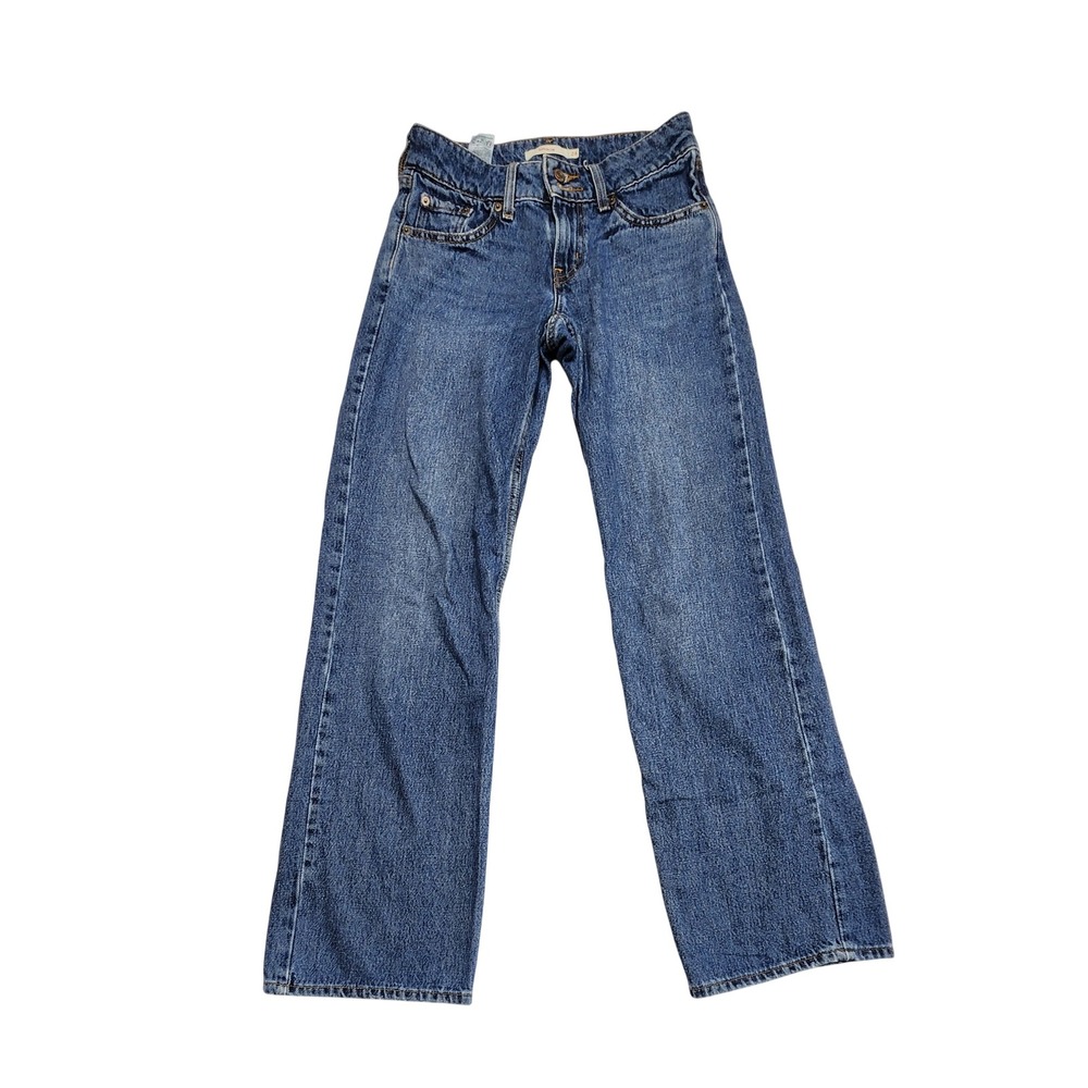 Levis Superlow Straight Leg Jeans Medium Wash Y2K Denim Blue Womens Size 24
